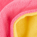 Fleece Neckwarmer - Skisister Edition 2 mit zweifarbigem Design, leuchtend pink und gelb, zeigt weiche, plüschige Textur.