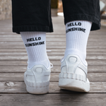 weiße Socken mit Slogan Hello Sunshine und verstärkten Fersen