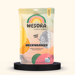 Pailetten Neckwarmer - Sparkle Silver in einer wiederverwendbaren Verpackung mit Regenbogenlogo und Outdoor-geeignet Hinweis, zeigt schimmerndes Material durch ein Vorschaufenster.