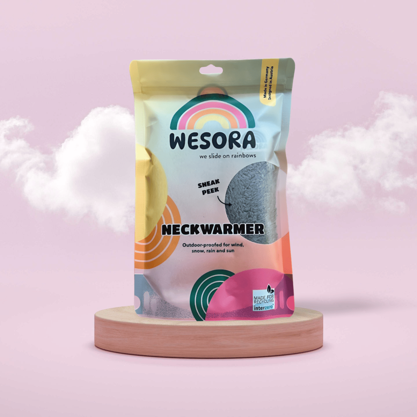 WESORA Fresh Mint Uni Neckwarmer in frischem Mintgrün, gefertigt aus doppellagigem Polar Fleece liegend