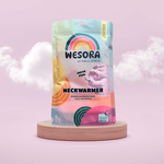 WESORA Sparkle Rose Pailletten Neckwarmer in funkelndem Rosa gefertigt aus doppellagigem Polar Fleece in Verpackung