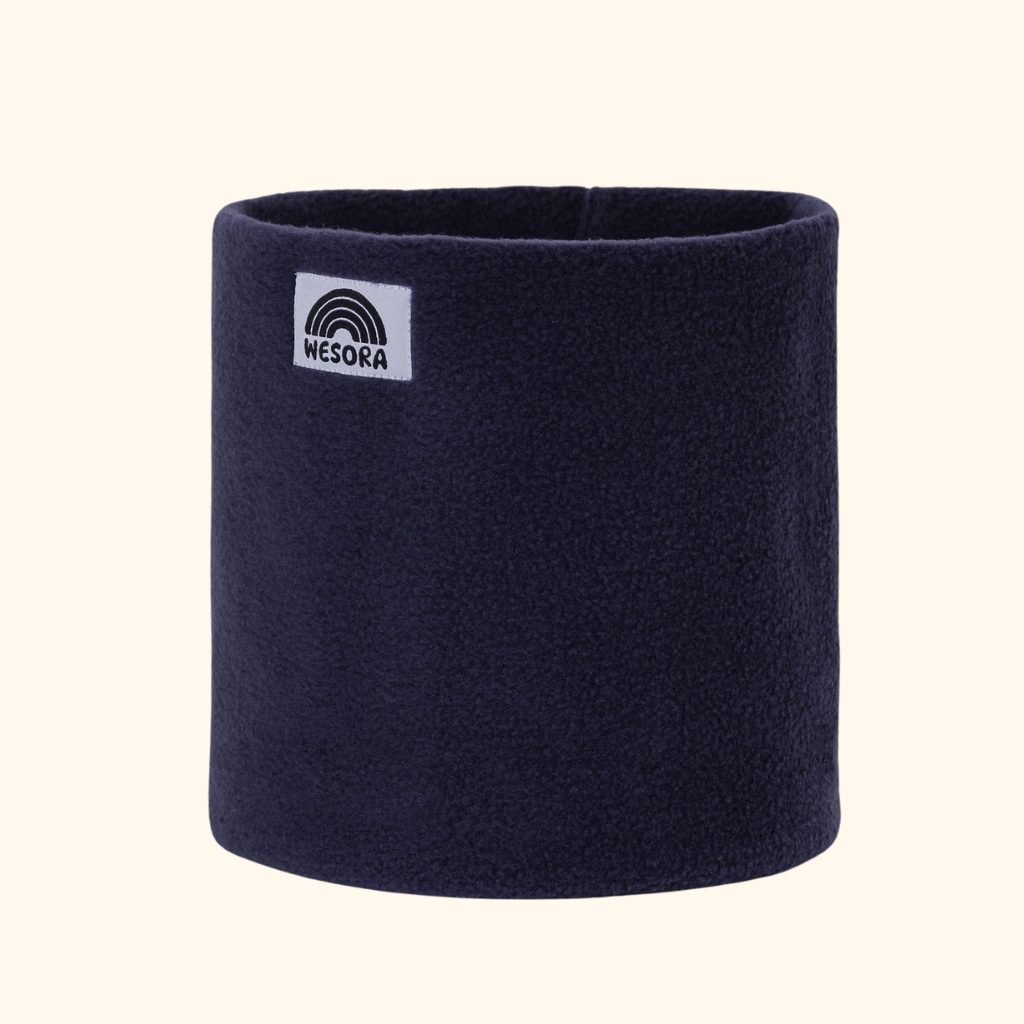 WESORA Midnight Blue Uni Neckwarmer in tiefem Blauschwarz, gefertigt aus doppellagigem Polar Fleece