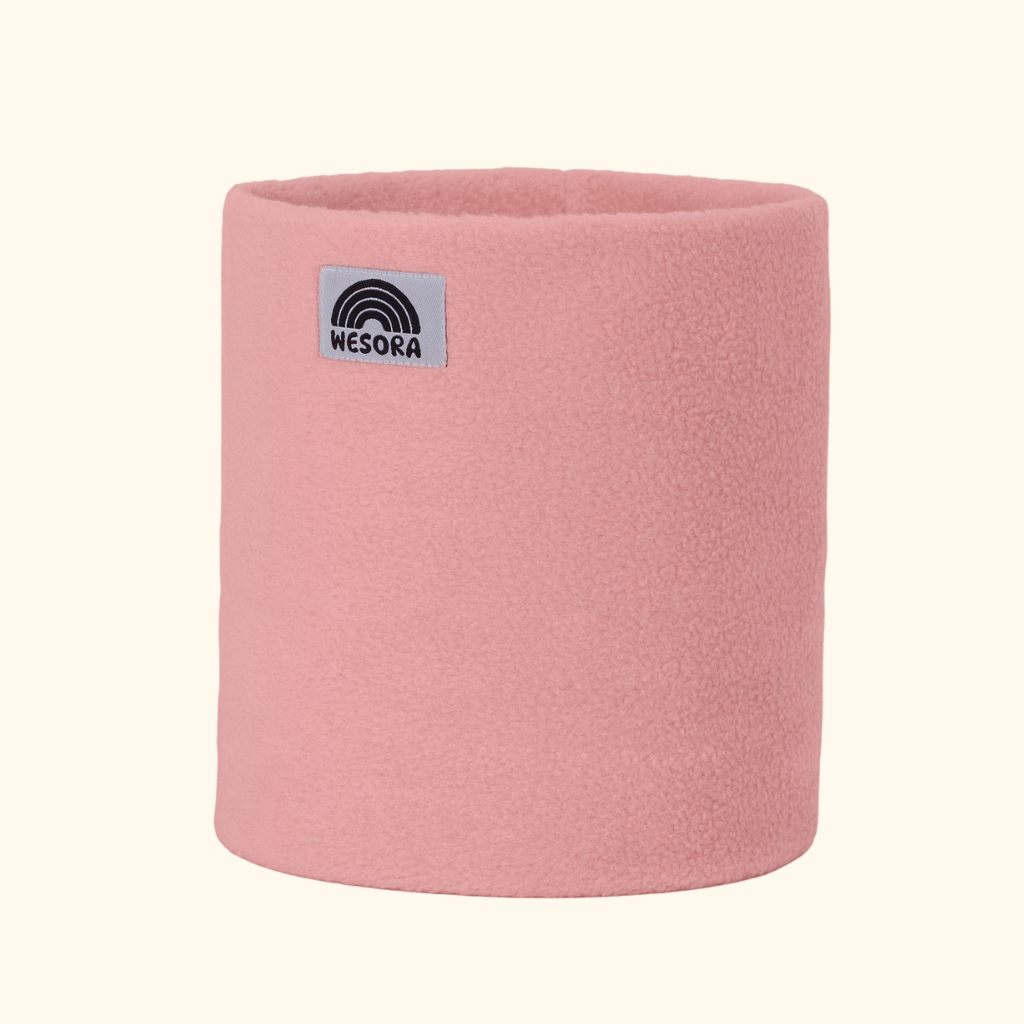 WESORA Peachy Rose Neckwarmer in sanftem orange gefertigt aus doppellagigem Polar Fleece 