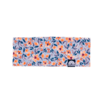 Stirnband - Wildflower mit floralen Mustern auf hellem Hintergrund, gewebtes Wesora-Label, doppellagiger Jersey, handgefertigt in Deutschland, von oben fotografiert.